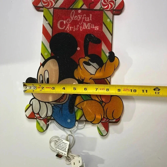 2010 Disney Mickey & Pluto Joyful Christmas Lights Lighted Sculpture 15 Inch - Picture 9 of 10